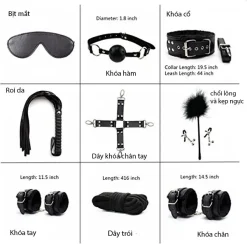 Trọn bộ đồ chơi BDSM 10 món chất liệu da cao cấp màu đen