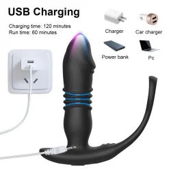Trọn bộ sản phẩm máy rung hậu môn thụt cao cấp kèm cáp sạc USB