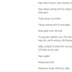 Công dụng kẹo sâm Hamer - Tăng cường sinh lý