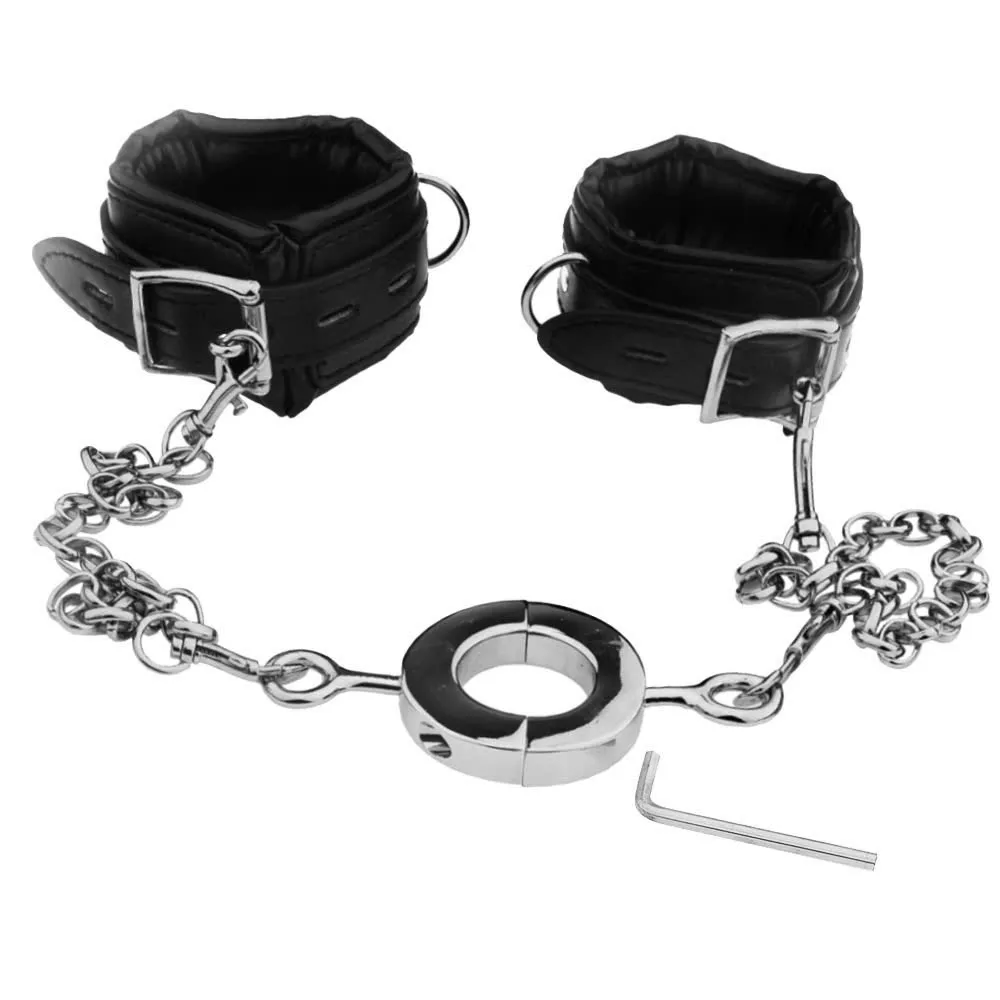 🔥 Bộ Còng Tay Da PU Kèm Khóa Dương Vật Inox BDSM Đỉnh Cao: Xích Kim Loại Chắc Chắn, Trói Buộc Phê Pha 🚀VVD35JR