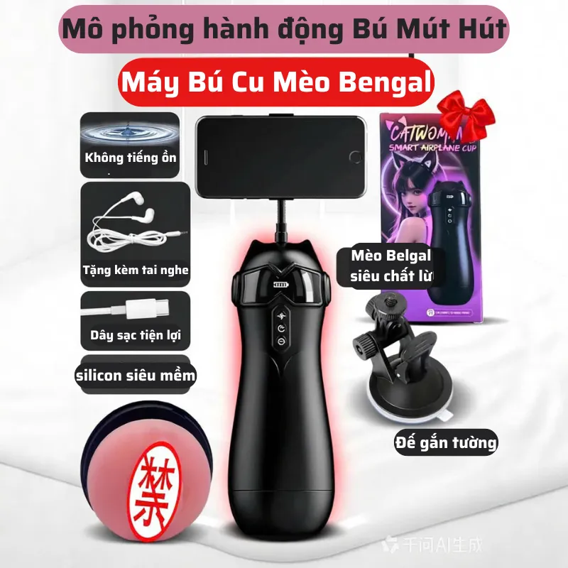 🔥 Máy Bú Cu Mèo Bengal Tích Hợp Bú, Mút, Hút, Rung, Âm Thanh Kích Thích 🚀 C68JM