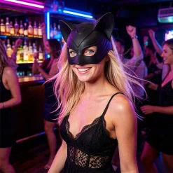 Mặt nạ mèo đen bdsm quyến rũ và bí ẩn