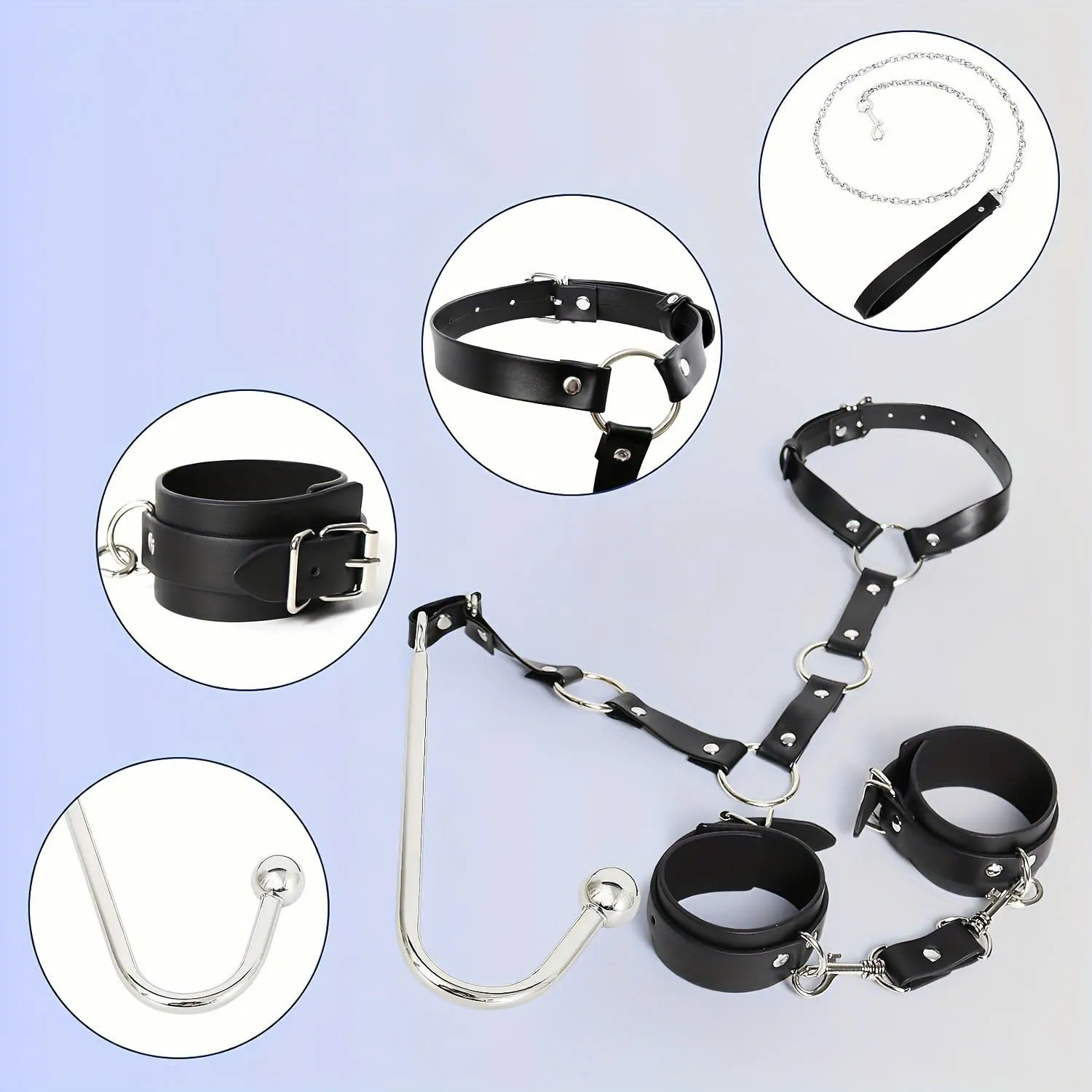🔥 Bộ Đai Còng Vòng Dây Xích Móc Ass BDSM Cao Cấp: Đa Biến Thể, Đồ Chơi Nô Lệ Boss And Slave🚀DY34JPO - Ảnh 5
