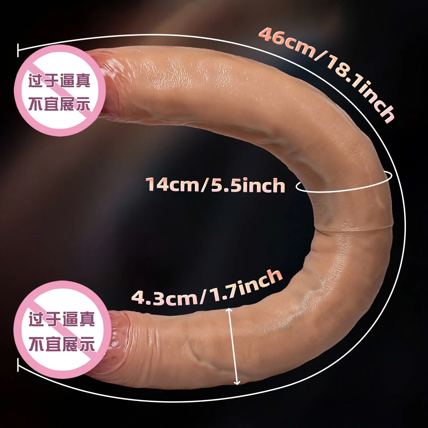 🔥 Dương Vật Giả 2 Đầu 46cm (Hàng Order): Silicon Mềm, Chuyên Dụng Fisting 🚀 KLD47JI