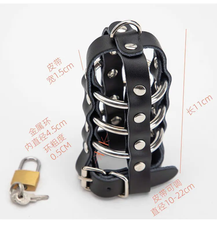 🔥 Khóa Dương Vật BDSM Da Phối Inox 3 Vòng: Hầm Hố, Đeo Xích Dắt Nô Lệ 🚀 DSR12JR - Ảnh 2