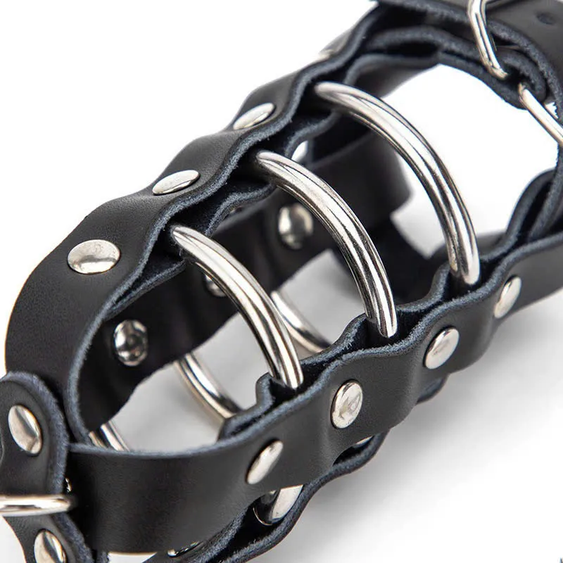 🔥 Khóa Dương Vật BDSM Da Phối Inox 3 Vòng: Hầm Hố, Đeo Xích Dắt Nô Lệ 🚀 DSR12JR - Ảnh 5