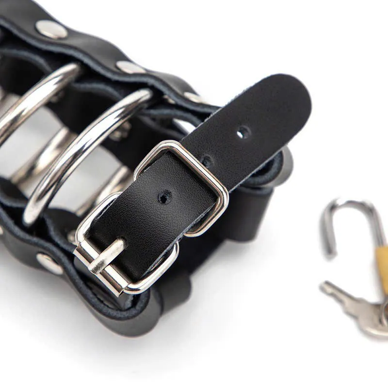 🔥 Khóa Dương Vật BDSM Da Phối Inox 3 Vòng: Hầm Hố, Đeo Xích Dắt Nô Lệ 🚀 DSR12JR - Ảnh 3